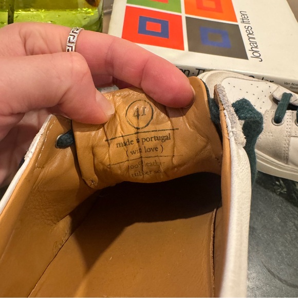 Ami white leather and suede low-top sneakers with green accents - EU 41 - Picture 13 of 15